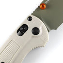 Benchmade Tagged Out Tan Grivory Handle with Forest Green Cerakote Blade Finish