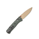 Benchmade Mini Bugout Taiga Green Grivory Handle with Tan Cerkote Blade Finish