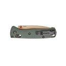 Benchmade Mini Bugout Taiga Green Grivory Handle with Tan Cerkote Blade Finish