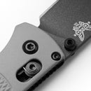 Benchmade Bugout Storm Grey Grivory Handle with Cobalt Black Cerakote Blade Finish