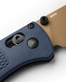 Benchmade Bugout Crater Blue Grivory Handle with Flat Dark Earth Cerakote Blade Finish