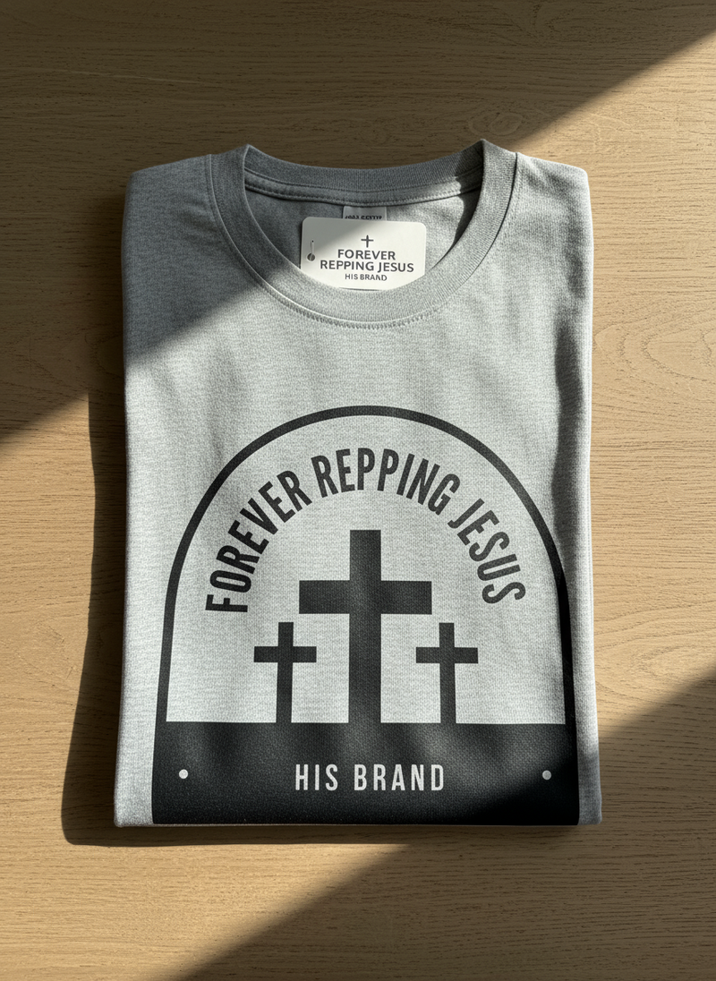 FRJ Mens Forever Repping Jesus Melange Grey T-Shirt