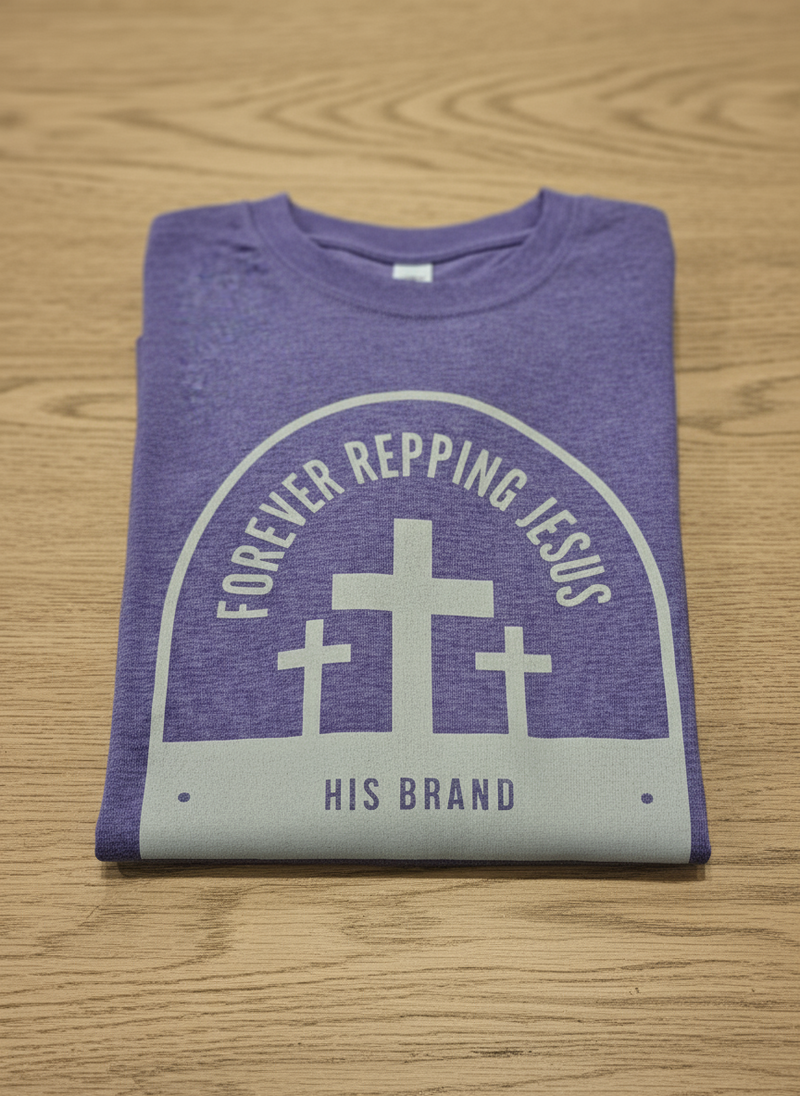 FRJ Mens Forever Repping Jesus Melange Purple T-Shirt