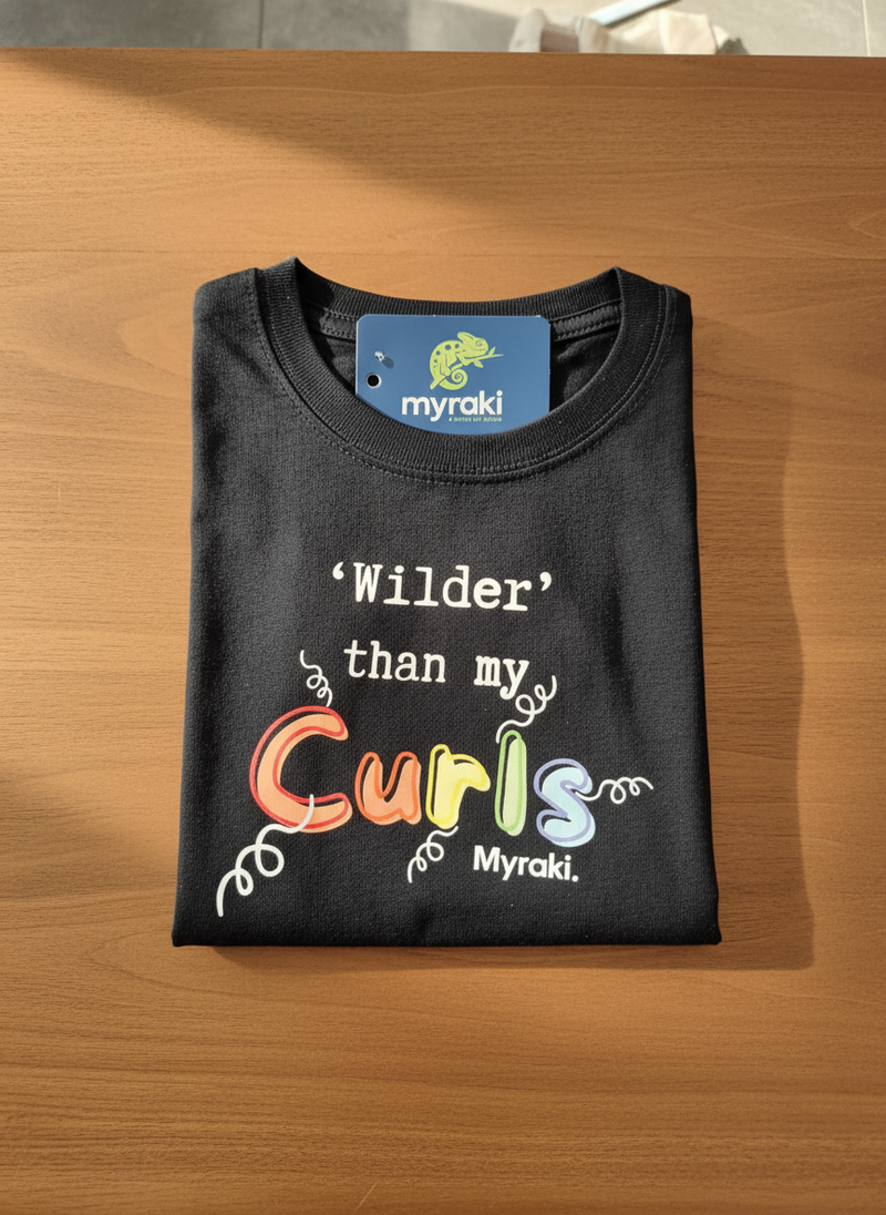 Myraki Girls Wilder than my Curls Black T-Shirt