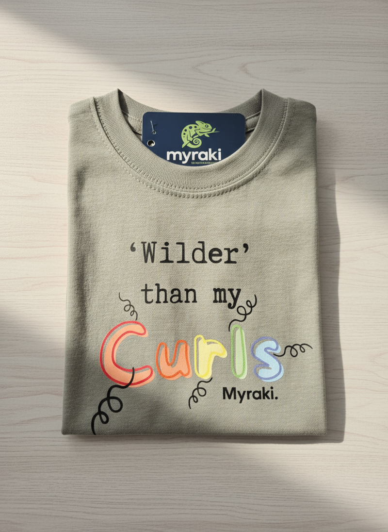 Myraki Girls Wilder than my Curls Stone T-Shirt