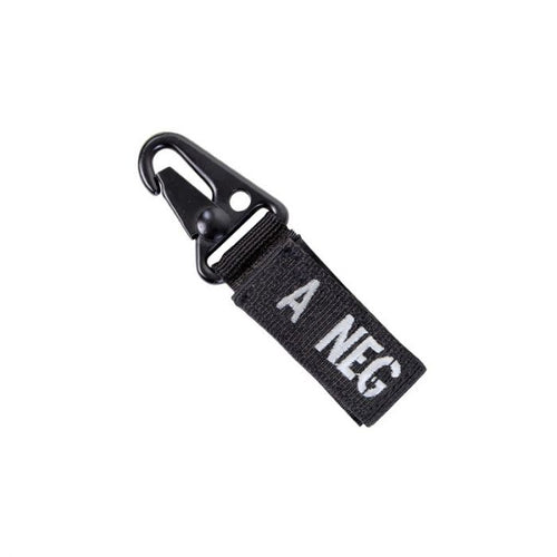 Condor Blood Type Key Chain with Snaphook A Negative Black - 1pc