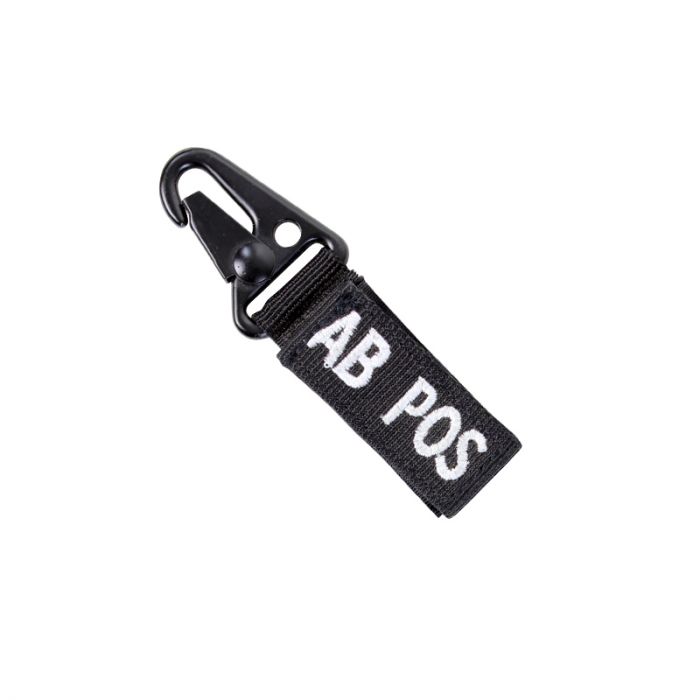 Condor Blood Type Key Chain with Snaphook AB Positive Black - 1Pc