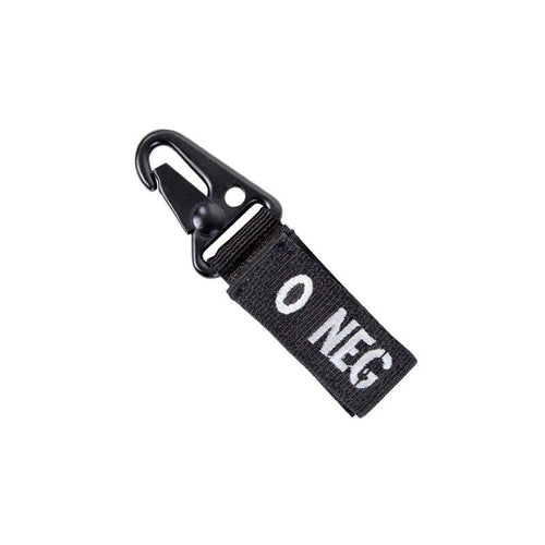 Condor Blood Type Key Chain with Snaphook O Negative Black - 1pc