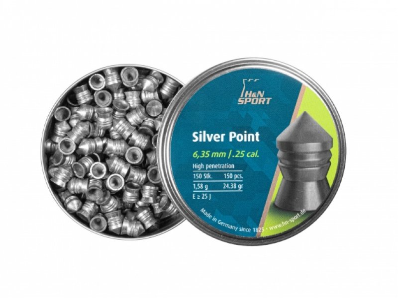 H&N Silver Point Pellets 6.35mm - 200 pellets - 24.38Gr