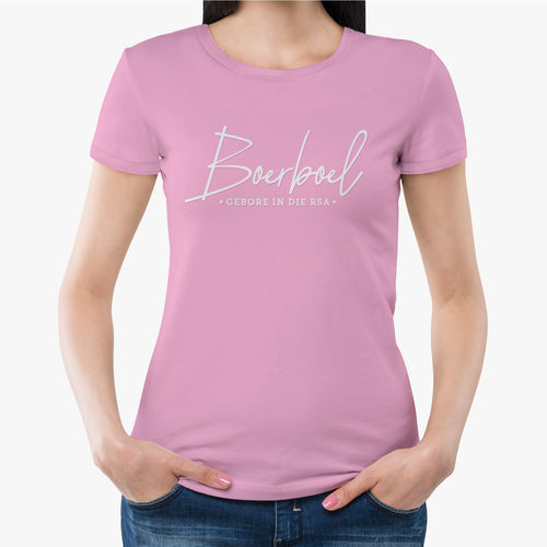 Boerboel Premium Ladies Cotton T-Shirt Printed Light Pink