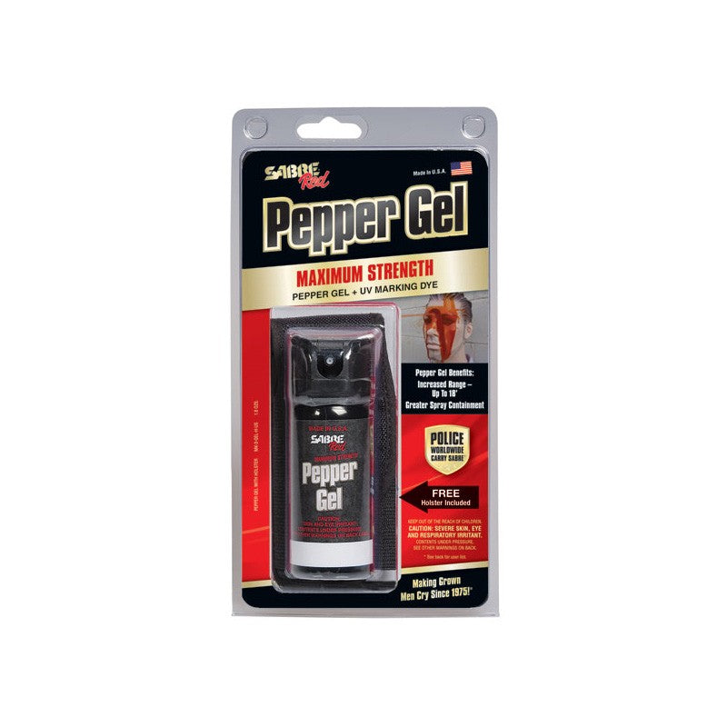Sabre Red Tactical Pepper Gel With Flip Top & Belt Holster