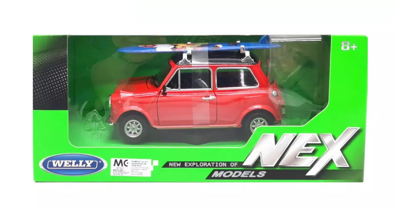 Welly Mini Cooper 1300 with Surf Board Red 1/24