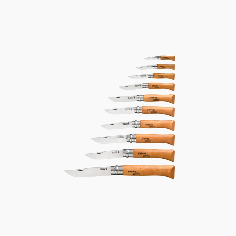 Opinel Collectors 10 x Carbon Steel knives - glass lid