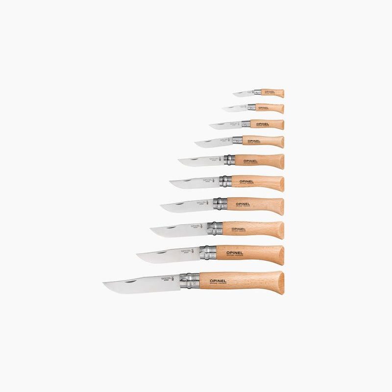 Opinel Collectors 10xStainless Steel knives - glass lid