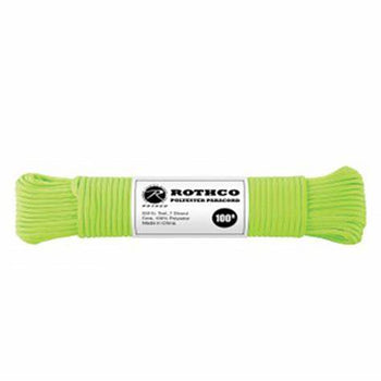 Rothco Polyester Paracord 100ft - Safety Green