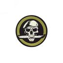 Embroidered Morale Patch - Military Skull & Knife 3.25" Round
