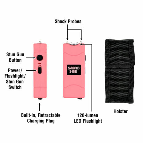 Sabre S1007 Stun Gun with Flashlight Pink