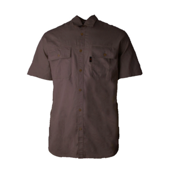 Wildebees Mens Casual Short Sleeve Vented Twill Shirt Taupe