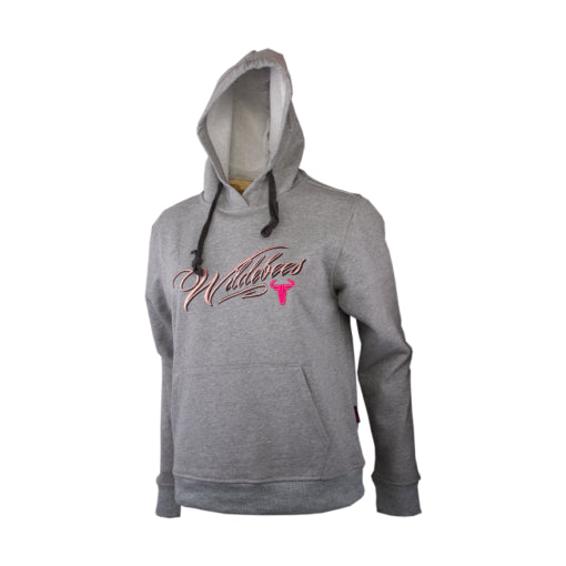 Wildebees Ladies Embroidered Fleece Hoodie Grey Melange