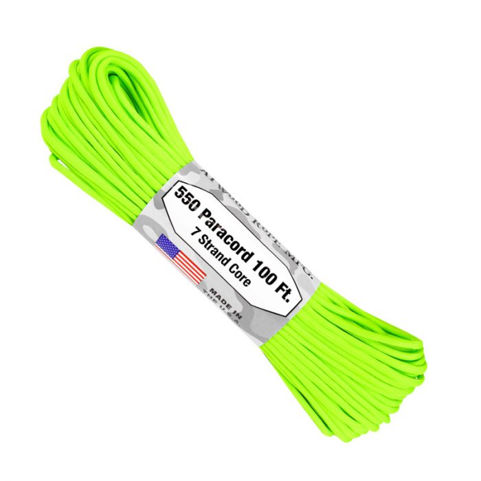 550 Paracord 100ft 7 Strand Core - Neon Green