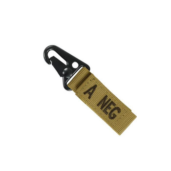 Condor Blood Type Key Chain with Snaphook A Negative Coyote Brown - 1pc
