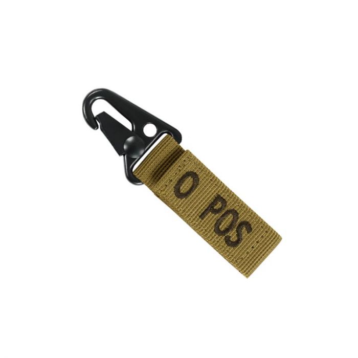 Condor Blood Type Key Chain with Snaphook O Positive Coyote Brown - 1pc