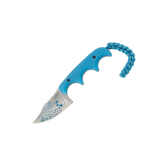 CRKT Minimalist Bowie Cthulhu Neck Knife Glow in the Dark Handle with 3D Design on Satin Blade