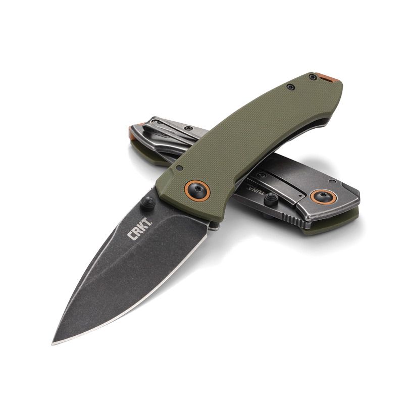 CRKT Tuna Folder OD Green G10/Stainless Handle w/Black StoneWash Blade Finish