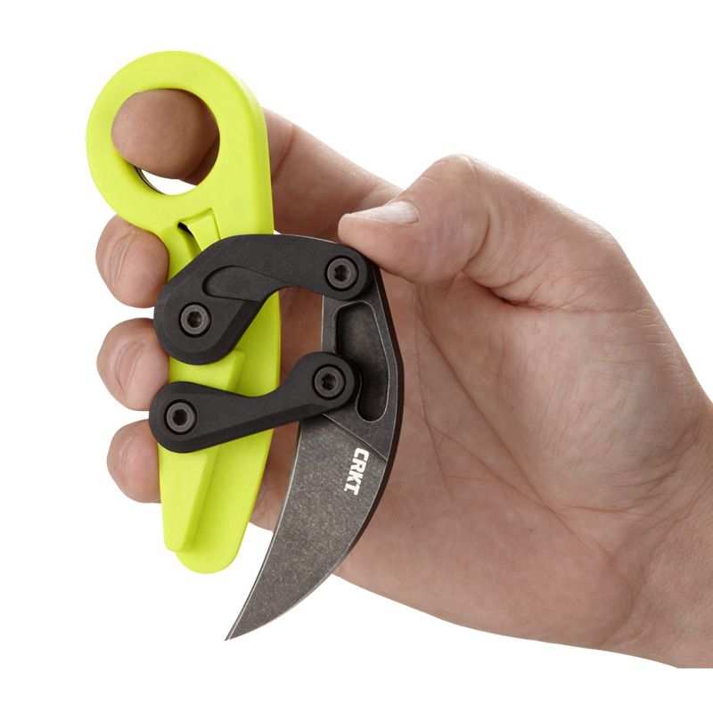 CRKT Provoke Zap Kinematic Karambit Folding Knife Green Grivory Handle w/Black StoneWash Blade Finish