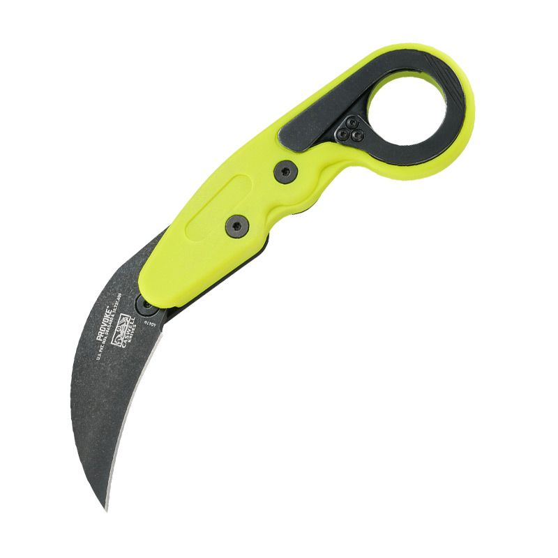 CRKT Provoke Zap Kinematic Karambit Folding Knife Green Grivory Handle w/Black StoneWash Blade Finish