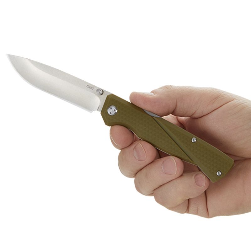 CRKT Kova OD Green Front Lock Folder with Satin Blade Finish