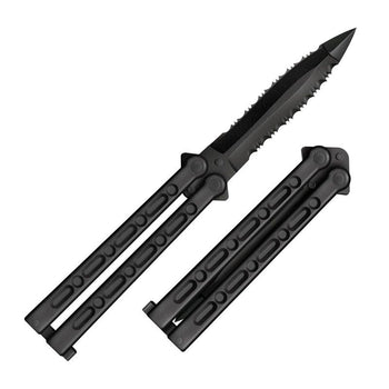 Cold Steel Large FGX Black Balisong Butterfly Knife 5" with Fully Serrated Blade