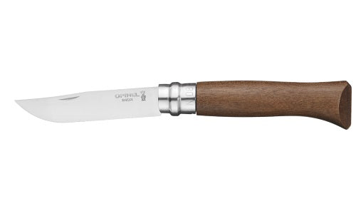 OPINEL NO 8 STAINLESS STEEL WALNUT WOOD HANDLE